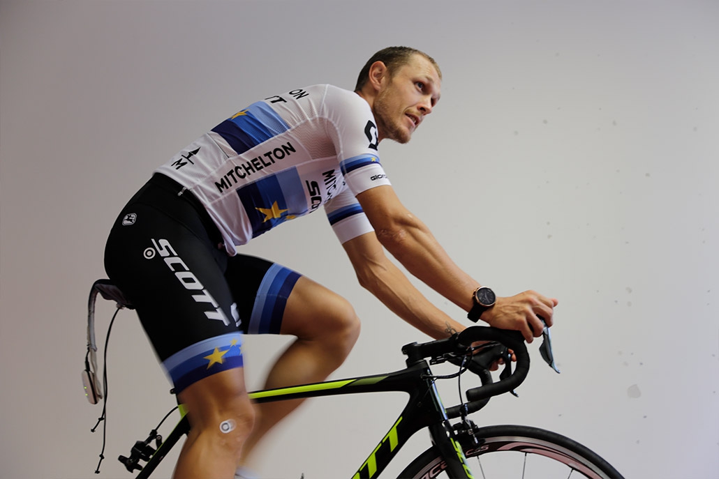 Matteo Trentin vom Team Mitchelton-Scott beim gebioMized Bikefitting.